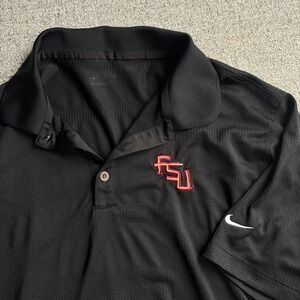 Florida State Nike Dri Fit Polo Shirt Mens XL Black NCAA Football FSU